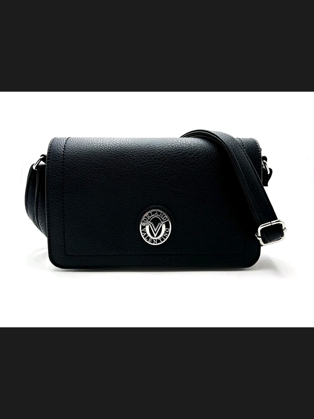 NWT Valentino Orlandi Small Black Crossbody with Silver Logo